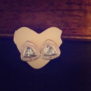 Trillion cut style aquamarine earrings